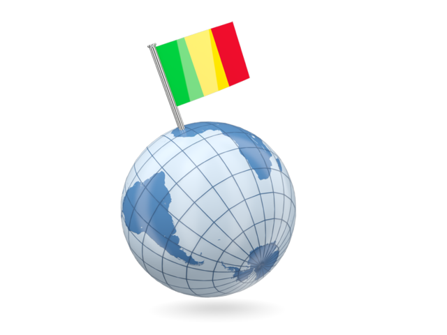 Earth with flag pin. Download flag icon of Mali at PNG format