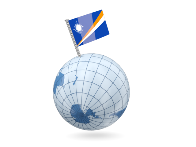 Earth with flag pin. Download flag icon of Marshall Islands at PNG format