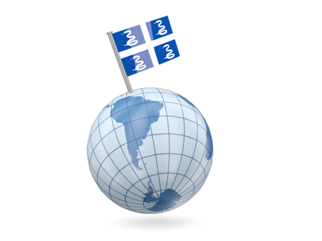 Earth with flag pin. Download flag icon of Martinique at PNG format