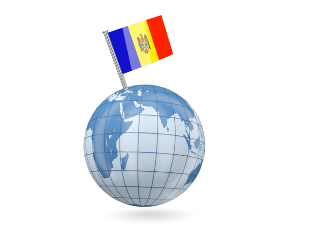 Earth with flag pin. Download flag icon of Moldova at PNG format