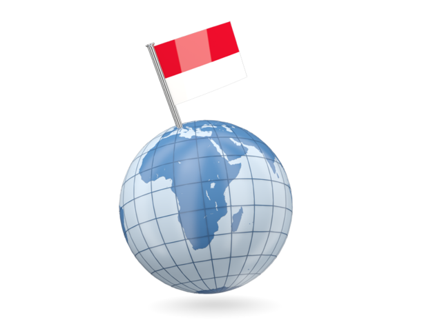 Earth with flag pin. Download flag icon of Monaco at PNG format