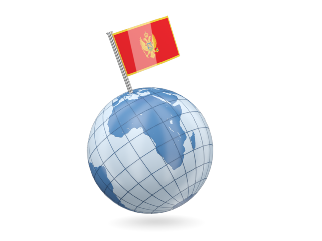 Earth with flag pin. Download flag icon of Montenegro at PNG format