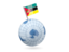 Mozambique. Earth with flag pin. Download icon.