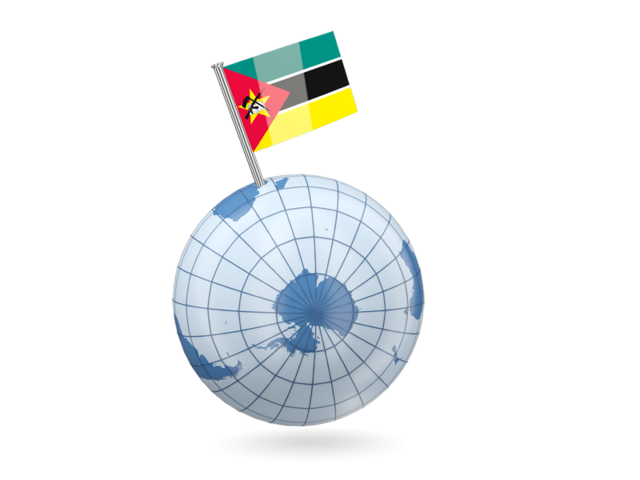 Earth with flag pin. Download flag icon of Mozambique at PNG format