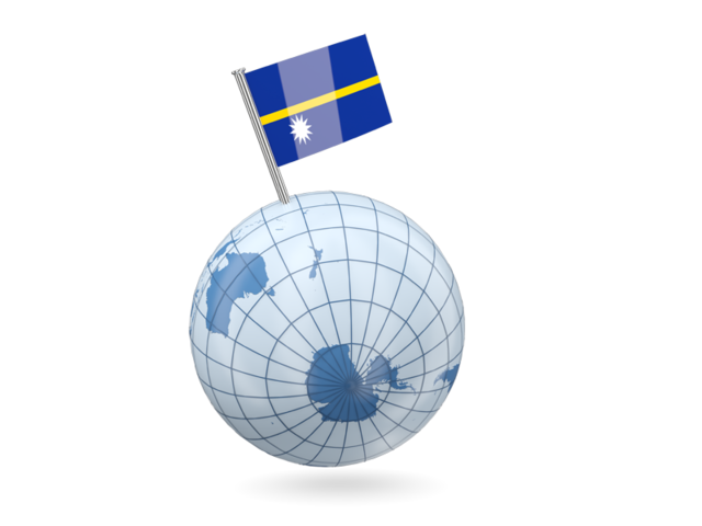 Earth with flag pin. Download flag icon of Nauru at PNG format