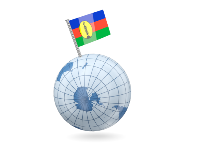 Earth with flag pin. Download flag icon of New Caledonia at PNG format