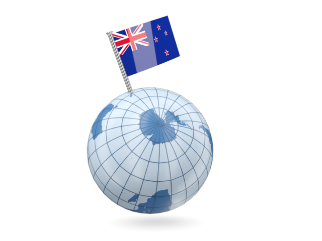 Earth with flag pin. Download flag icon of New Zealand at PNG format