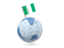 Nigeria. Earth with flag pin. Download icon.