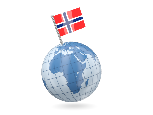 Earth with flag pin. Download flag icon of Norway at PNG format