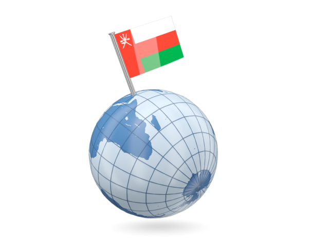 Earth with flag pin. Download flag icon of Oman at PNG format