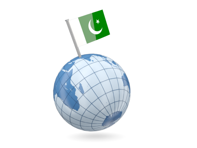 Earth with flag pin. Download flag icon of Pakistan at PNG format