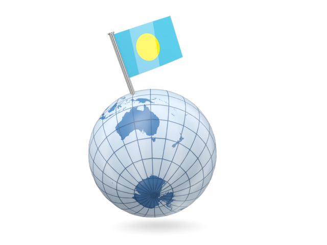 Earth with flag pin. Download flag icon of Palau at PNG format