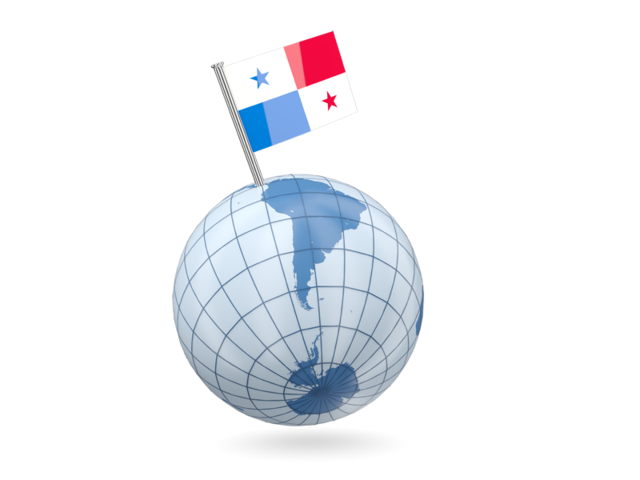 Earth with flag pin. Download flag icon of Panama at PNG format