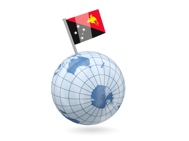 Earth with flag pin. Download flag icon of Papua New Guinea at PNG format