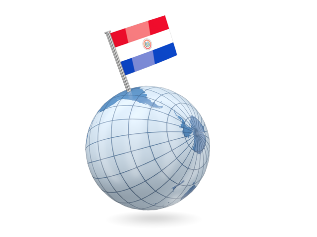 Earth with flag pin. Download flag icon of Paraguay at PNG format
