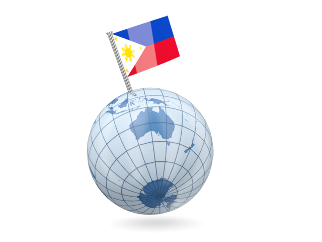 Earth with flag pin. Download flag icon of Philippines at PNG format