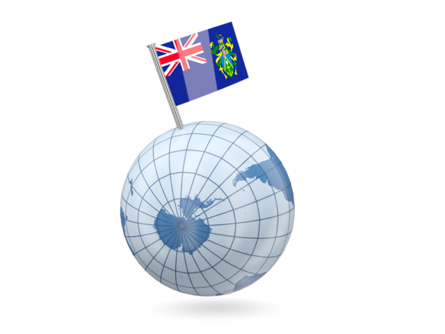 Earth with flag pin. Download flag icon of Pitcairn Islands at PNG format