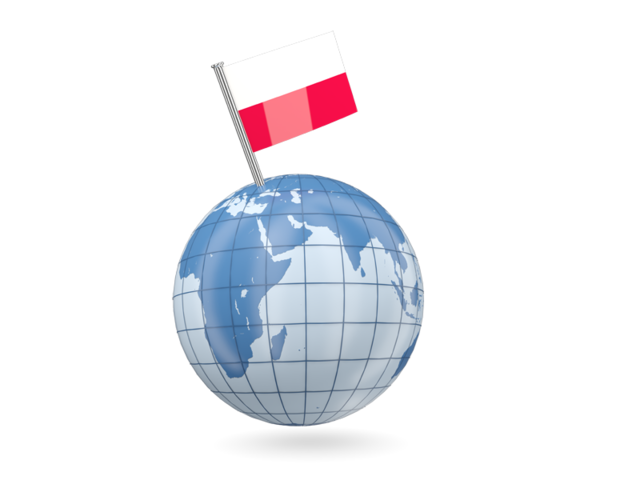 Earth with flag pin. Download flag icon of Poland at PNG format