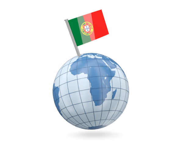 Earth with flag pin. Download flag icon of Portugal at PNG format