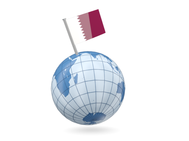 Earth with flag pin. Download flag icon of Qatar at PNG format