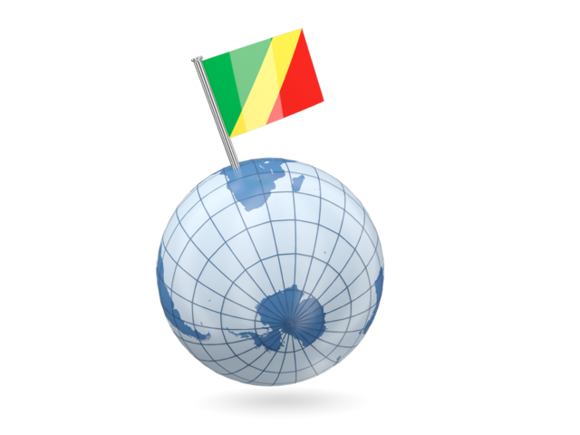Earth with flag pin. Download flag icon of Republic of the Congo at PNG format