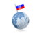 Russia. Earth with flag pin. Download icon.