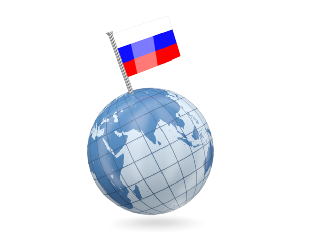 Earth with flag pin. Download flag icon of Russia at PNG format