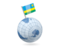Rwanda. Earth with flag pin. Download icon.