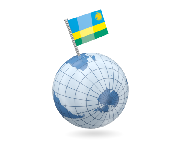 Earth with flag pin. Download flag icon of Rwanda at PNG format