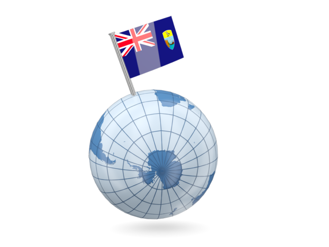 Earth with flag pin. Download flag icon of Saint Helena at PNG format