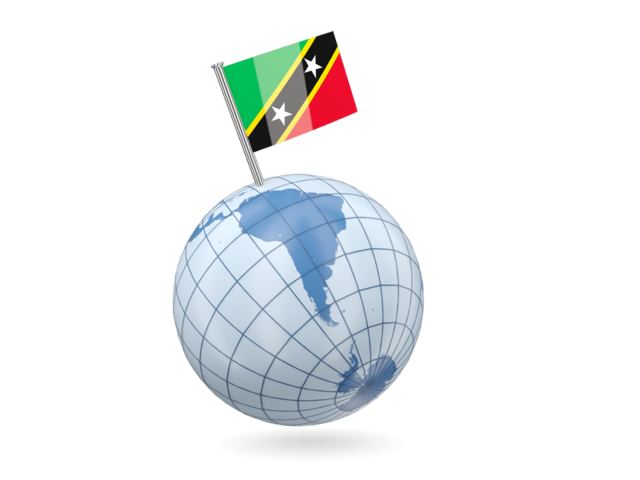 Earth with flag pin. Download flag icon of Saint Kitts and Nevis at PNG format