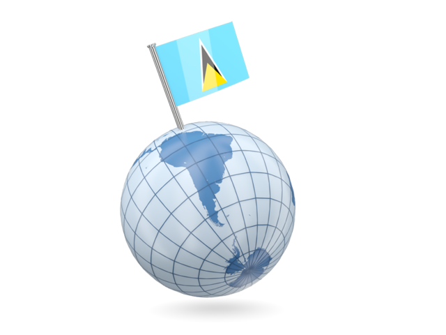 Earth with flag pin. Download flag icon of Saint Lucia at PNG format