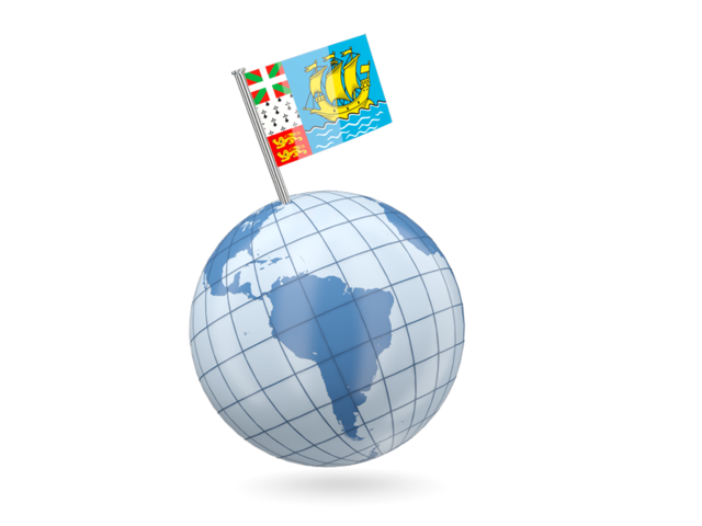 Earth with flag pin. Download flag icon of Saint Pierre and Miquelon at PNG format
