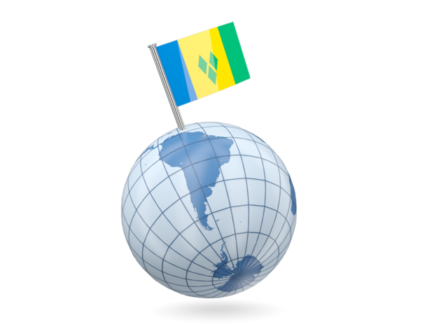 Earth with flag pin. Download flag icon of Saint Vincent and the Grenadines at PNG format