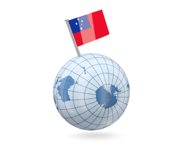 Earth with flag pin. Download flag icon of Samoa at PNG format