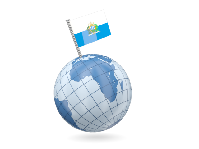 Earth with flag pin. Download flag icon of San Marino at PNG format