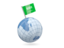 Saudi Arabia. Earth with flag pin. Download icon.