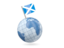 Scotland. Earth with flag pin. Download icon.