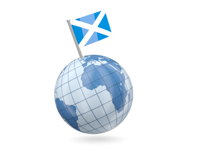 Земля с флагом. Скачать флаг. Шотландия