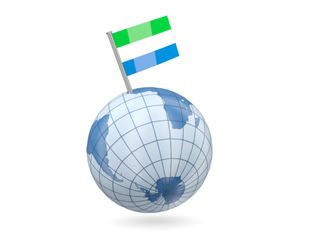 Earth with flag pin. Download flag icon of Sierra Leone at PNG format