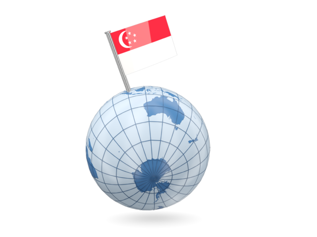 Earth with flag pin. Download flag icon of Singapore at PNG format