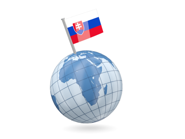 Earth with flag pin. Download flag icon of Slovakia at PNG format