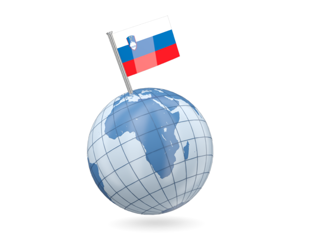 Earth with flag pin. Download flag icon of Slovenia at PNG format