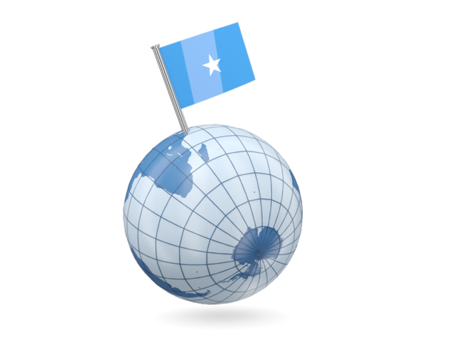 Earth with flag pin. Download flag icon of Somalia at PNG format