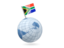 South Africa. Earth with flag pin. Download icon.