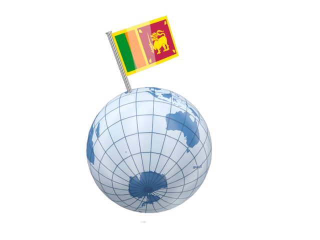 Земля с флагом. Скачать флаг. Шри-Ланка