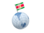 Suriname. Earth with flag pin. Download icon.