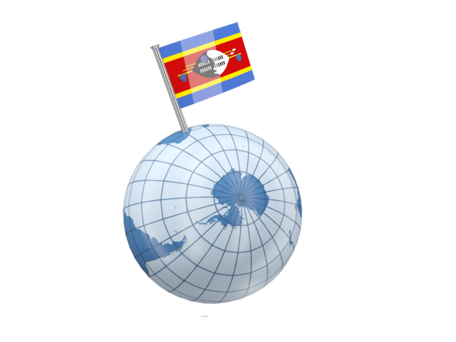 Earth with flag pin. Download flag icon of Swaziland at PNG format