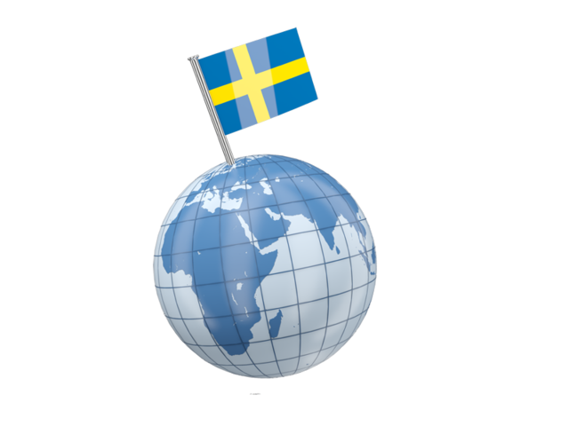 Earth with flag pin. Download flag icon of Sweden at PNG format