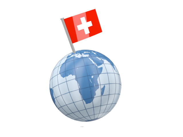 Earth with flag pin. Download flag icon of Switzerland at PNG format